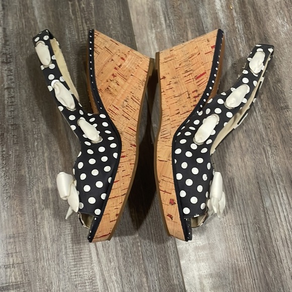 Sperry Southport Navy Polkadot Wedge Sandals - Picture 3 of 7